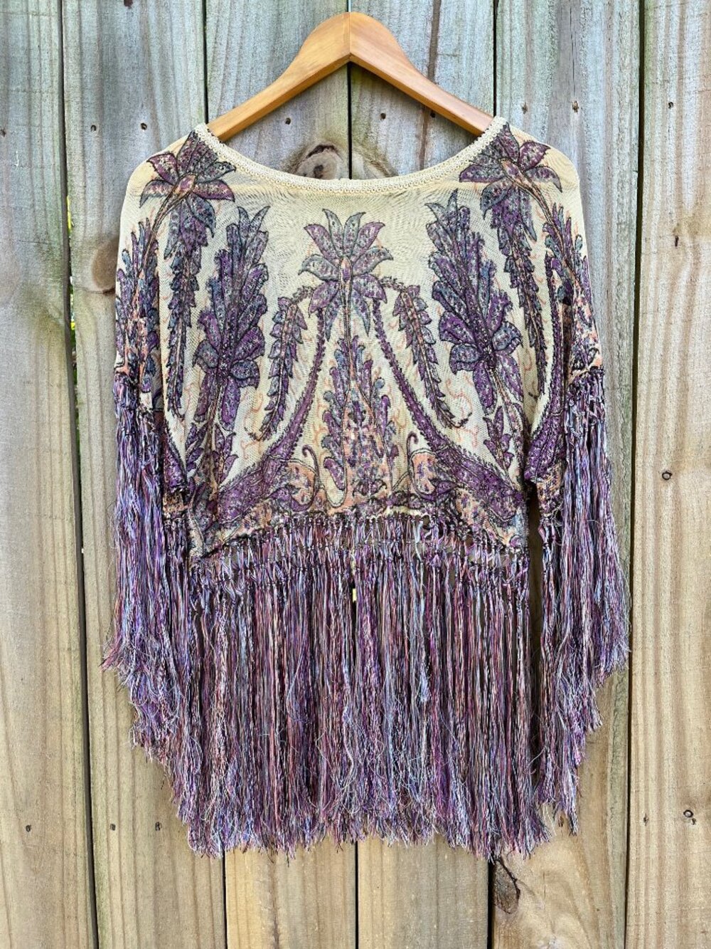 Free People Sheer Paisley Fringe Top